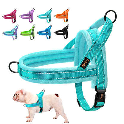 Warm Dog Harness Vest Winter Dog Harnesses Soft Padded Pet Training Harnesses Vests Adjustable for Small Large Dogs Bulldog Pug