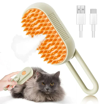 3 in 1 Pet Electric Steam Brush Cat Dog Cleaning Spray Massage Grooming Comb Rotate Handle Pet Hair Removal Beauty Brush
