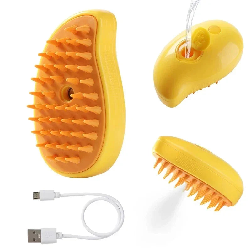 3 in 1 Pet Electric Steam Brush Cat Dog Cleaning Spray Massage Grooming Comb Rotate Handle Pet Hair Removal Beauty Brush