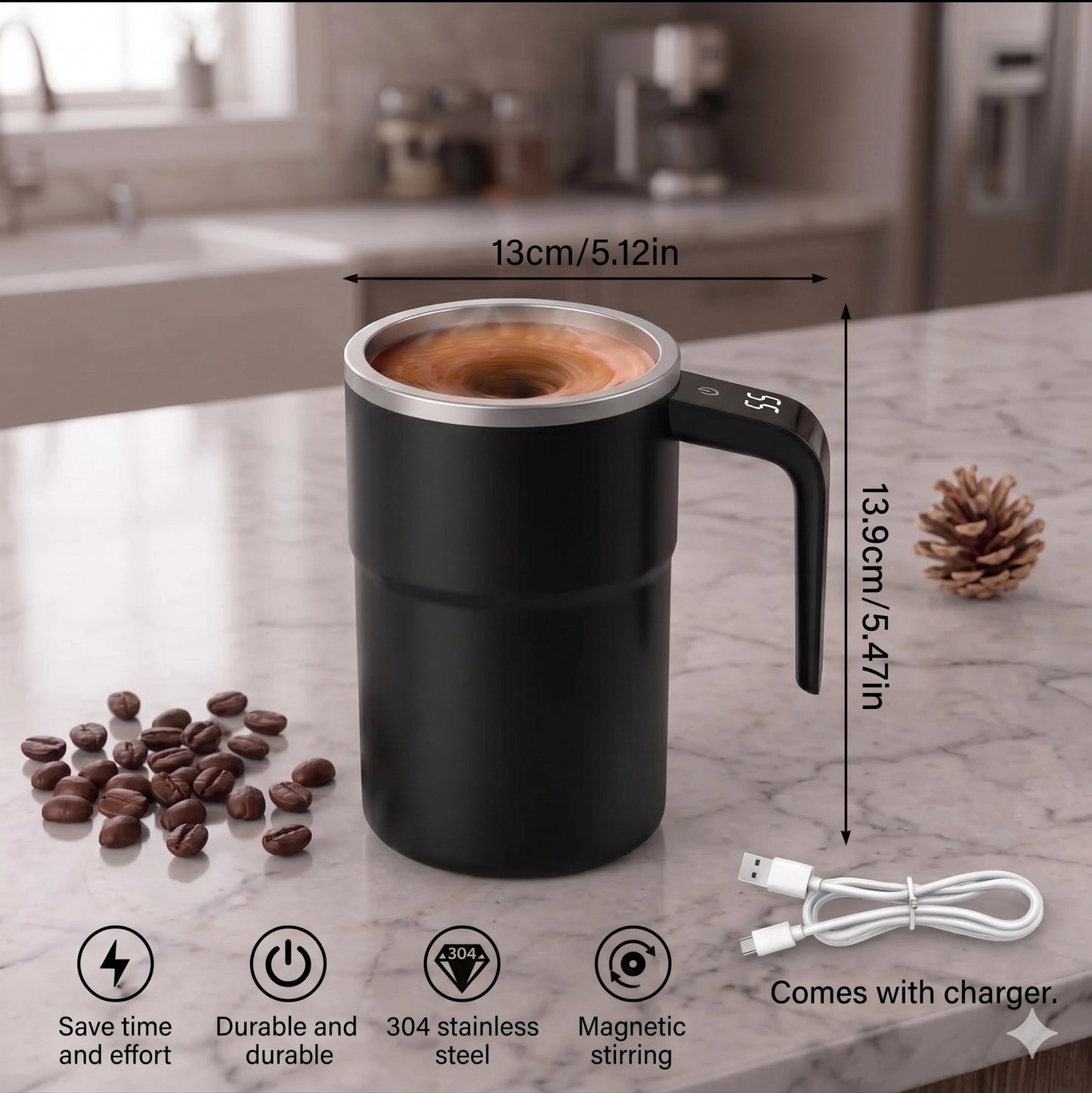 Aura Sip™ Self-Stirring Mug